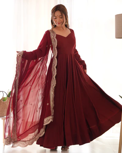 maroon premium quality pure roman silk